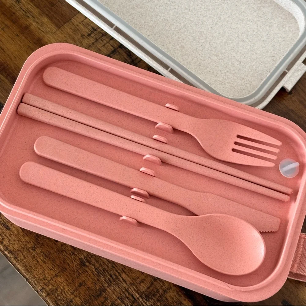 Our Place Layered Lunch Box with Clips and Utensils